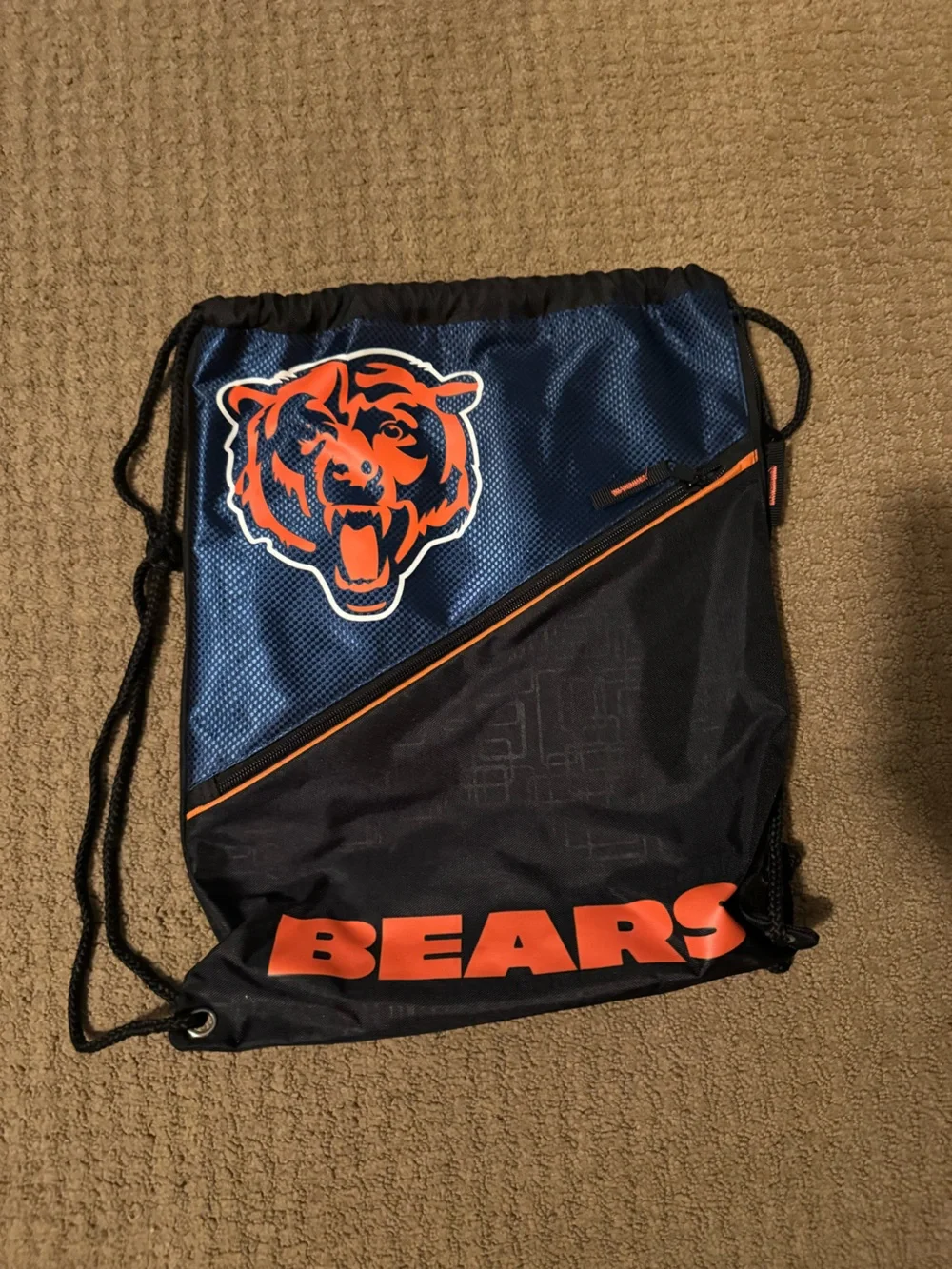 Chicago Bears Navy & Orange Drawstring Backpack